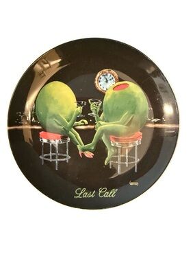 Set of 2 Michael Godard Olive Martini Plates Small